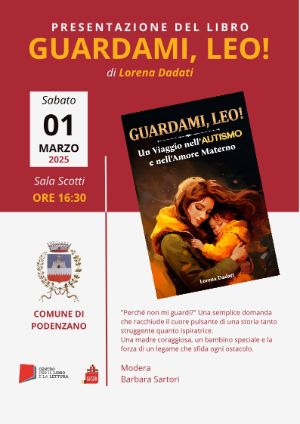 Locandina presentazione libro Guardami, Leo
