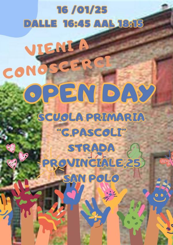 Locandina Open day scuola G. Pascoli