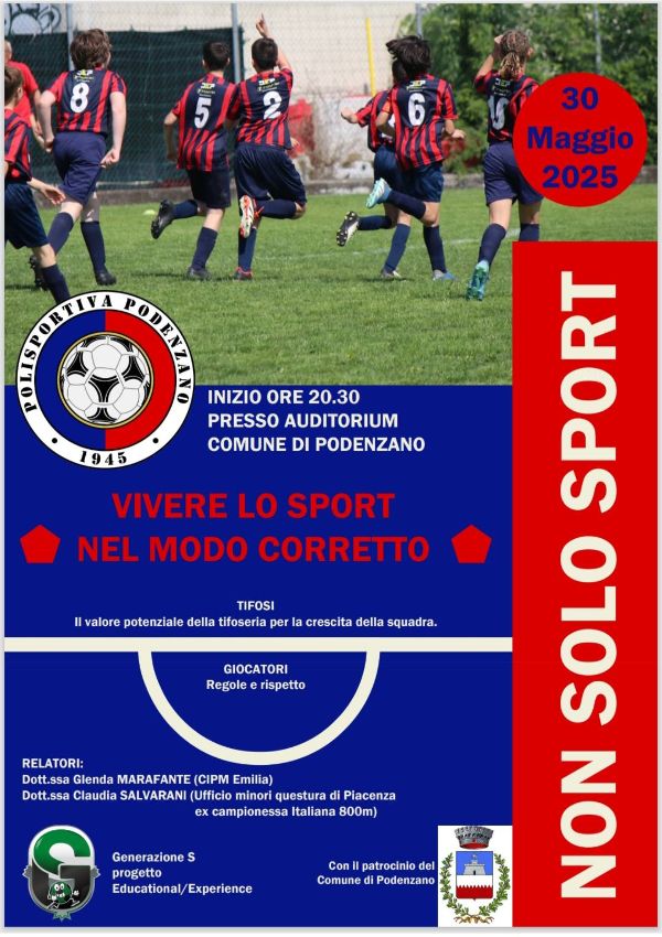 Locandina incontro "Vivere lo sport nel modo corretto"
